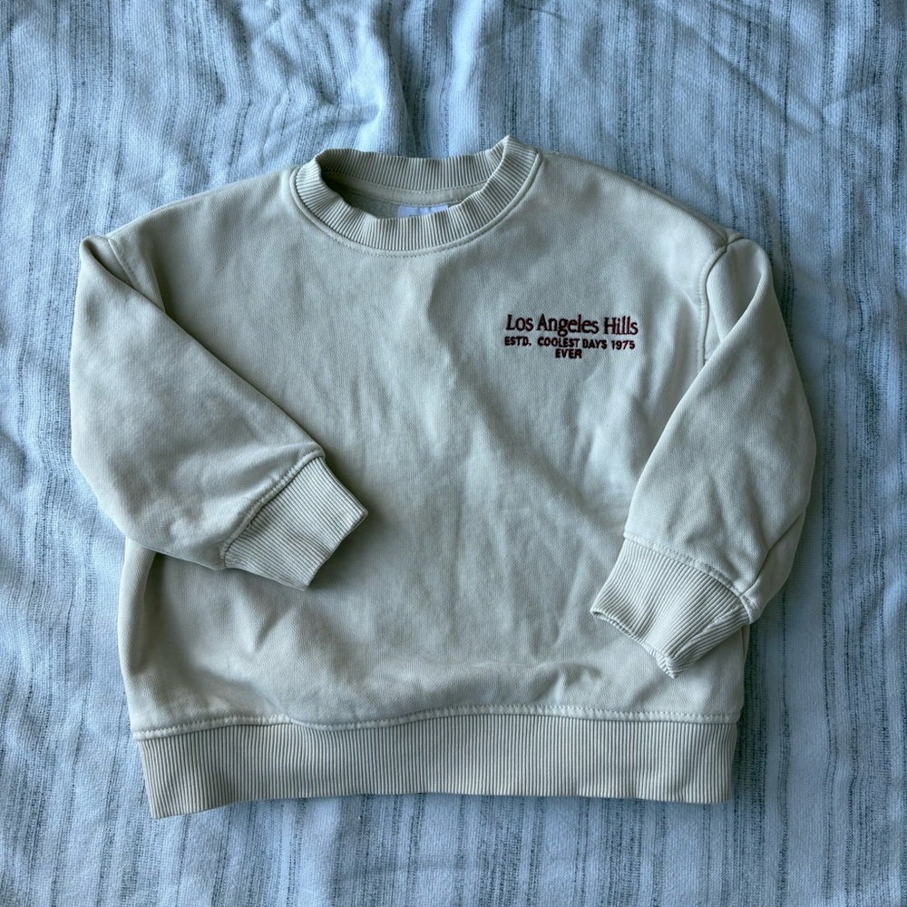 Zara Toddler Boys Cream Long Sleeve Los Angeles Sweater Size 3T